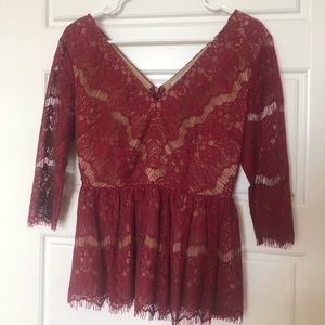 Maeve Maroon Lace Blouse